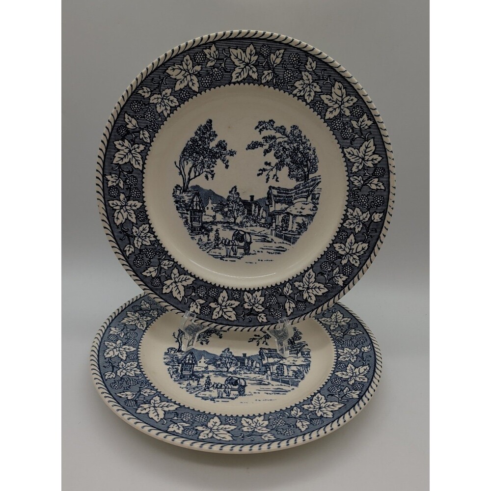 2 Homer Laughlin Shakespeare Country Stratwood Collection 10" Dinner Plates Blue